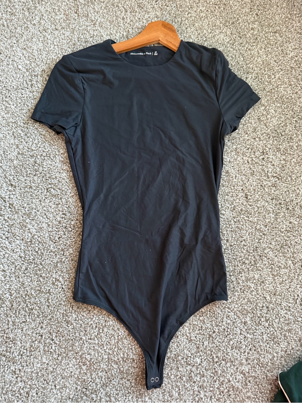 Abercrombie & Fitch Black Short-Sleeve One-Piece Bodysuit Small Tall